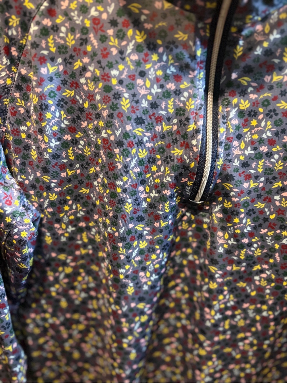 Lady Hagen Navy Floral Quarter-Zip Pullover Size Medium - Picture 2 of 7